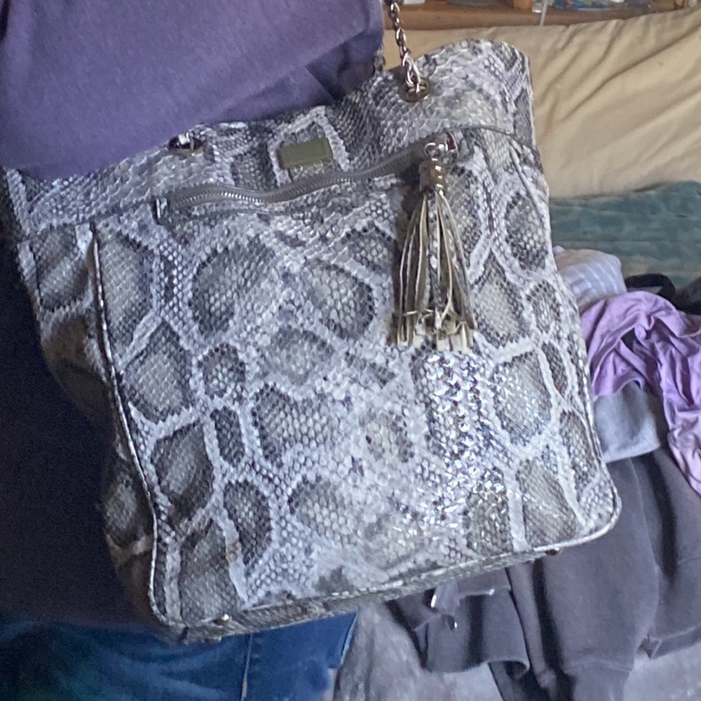 Nine West Snake Print Satchel - image 4